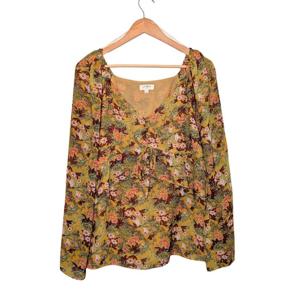 Umgee Blouse Women's Tunic Size Small Bell Sleeve Floral Top Long Sleeve Shirt - Picture 4 of 8